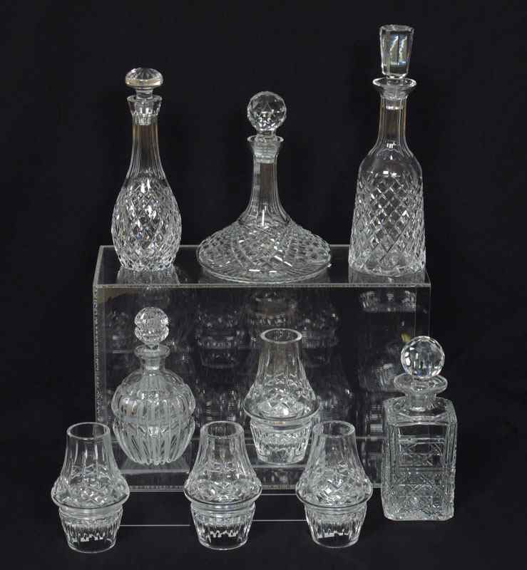 Appraisal: WATERFORD CRYSTAL DECANTERS AND CANDLE LIGHTS piece lot mostly Waterford