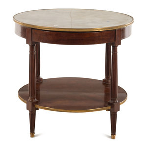 Appraisal: A Louis XVI Mahogany Two-Tier Marble-Top Bouillotte Table th Century