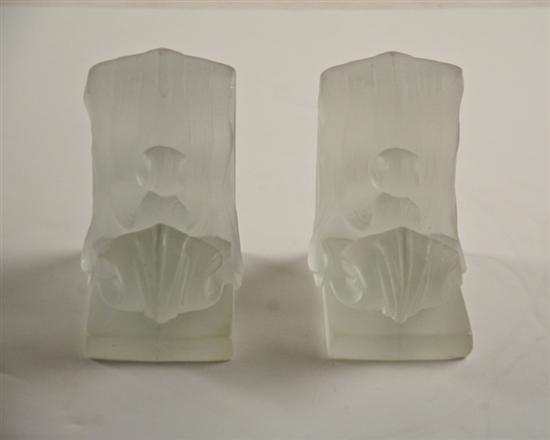 Appraisal: A Pair of Lalique Bookends L-shaped with molded ocean waves