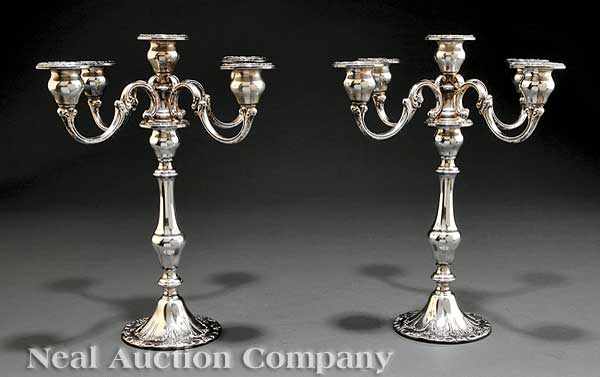 Appraisal: A Pair of Gorham Sterling Silver Five-Light Candelabra in the