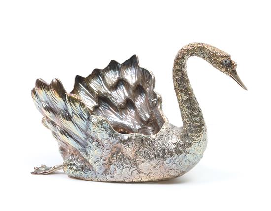 Appraisal: Sale Lot An Italian Silver Swan Candy Dish Buccellati marked