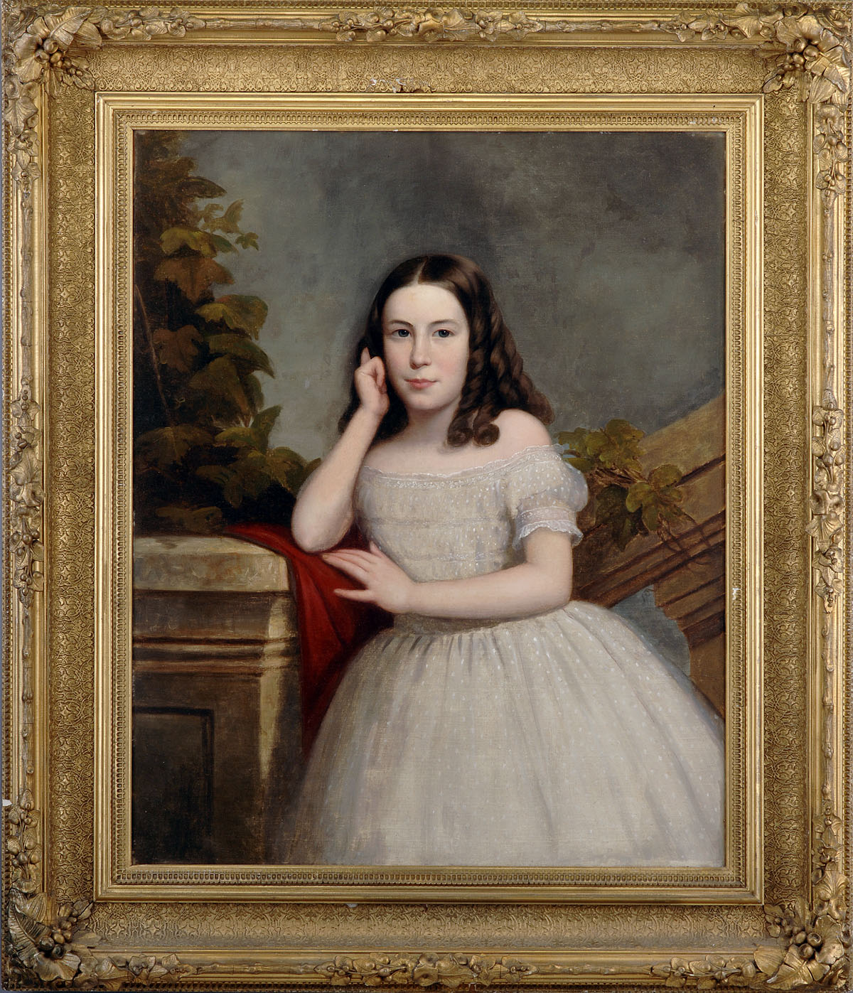 Appraisal: PORTRAIT OF A YOUNG GIRL IN WHITE AMERICAN SCHOOL MID-NINETEENTH