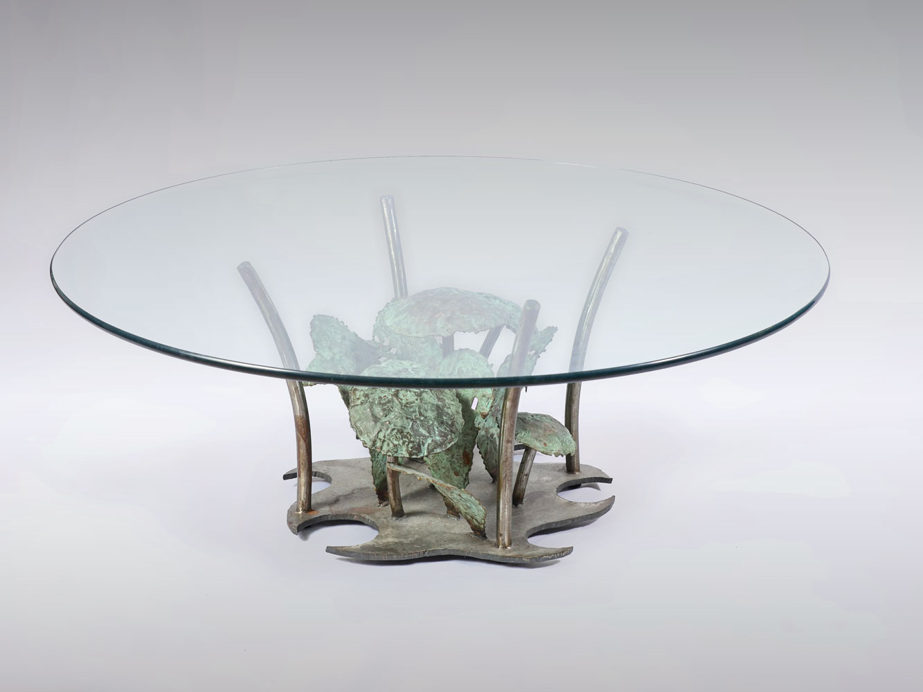 Appraisal: SILAS SEANDEL MUSHROOM COFFEE TABLE Patinated Copper and Brass Steel