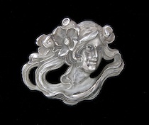 Appraisal: Kerr Sterling Art Nouveau Broach A high relief broach depicting