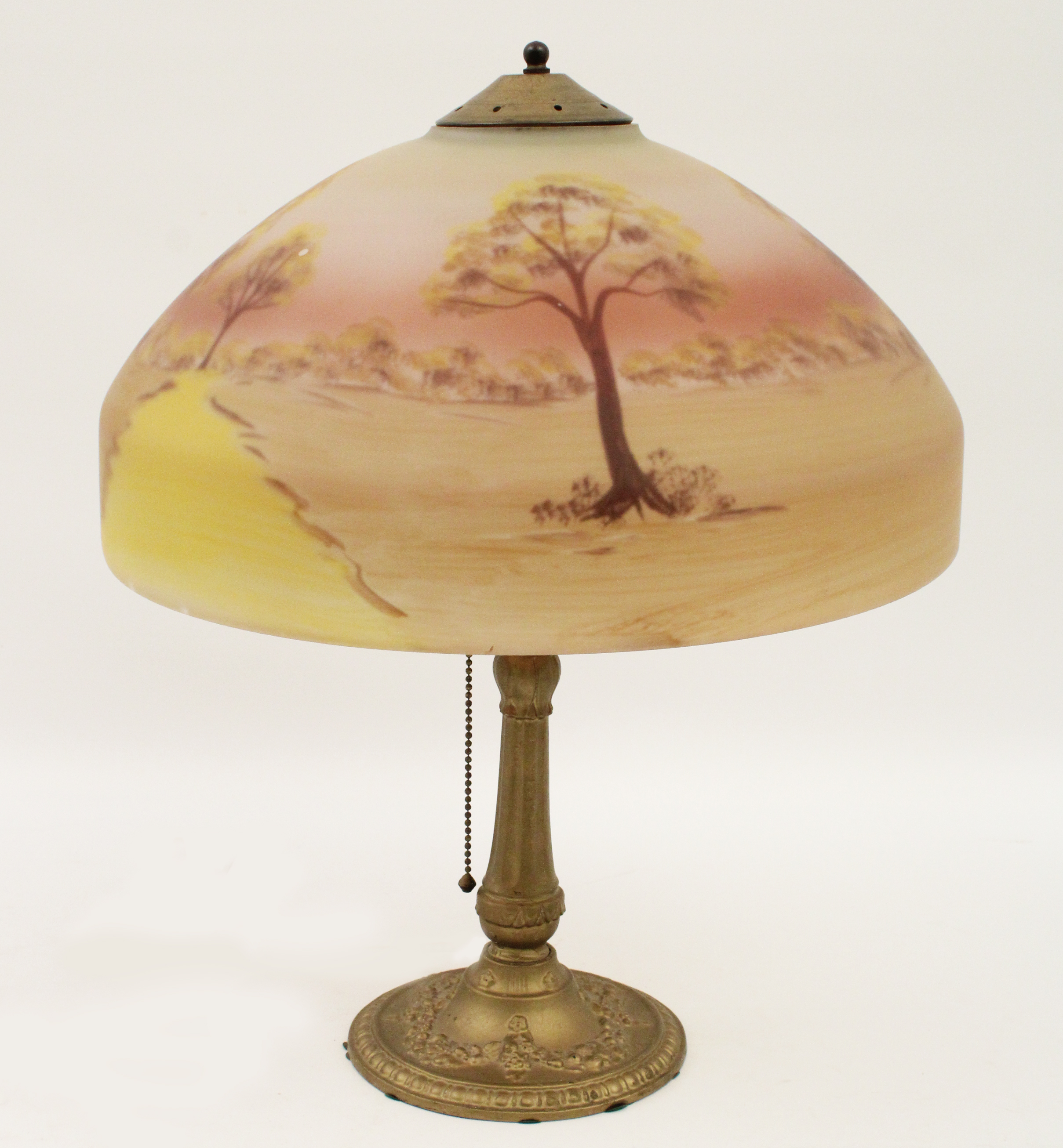 Appraisal: REVERSE PAINTED TABLE LAMP Reverse painted table lamp with shade