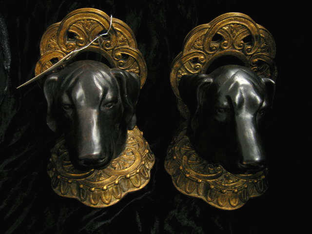 Appraisal: Pair of Figural Dog Bronzed Deco Bookends