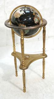 Appraisal: Tripod Brass Base World Globe with Mother of Pear Tripod