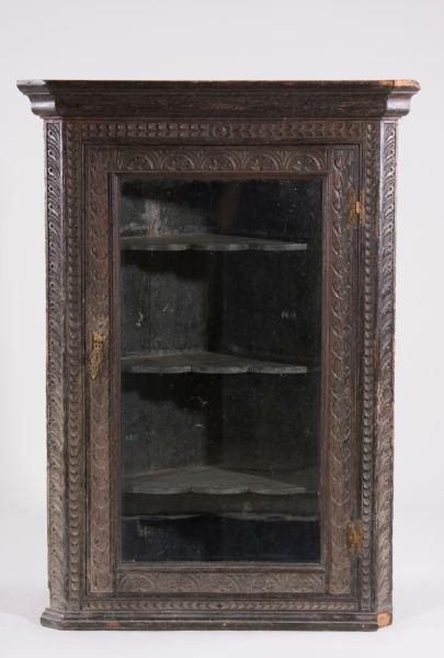 Appraisal: Continental Hanging Corner Cabinet th c oak with dark surface