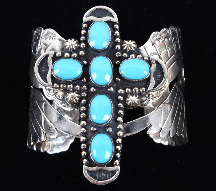 Appraisal: Armand American Horse Turquoise Cross Bracelet Featured in this lot