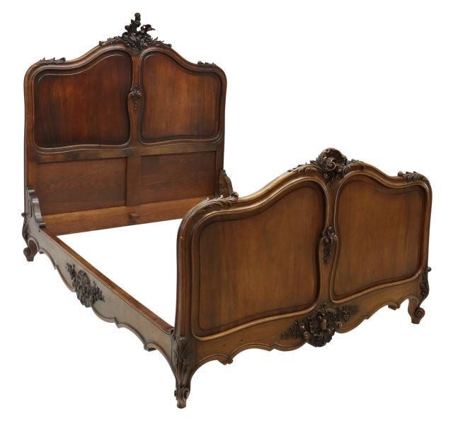 Appraisal: French Louis XV style mahogany bed late th c carved