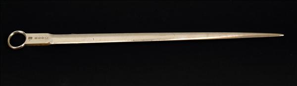 Appraisal: A George III silver meat skewer by William Eley William