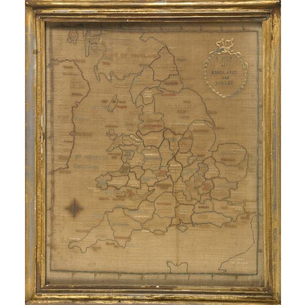 Appraisal: TH C NEEDLEWORK Depicting a map of England ca -