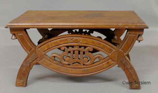 Appraisal: Ornate carved walnut stool late th c ''h x ''w