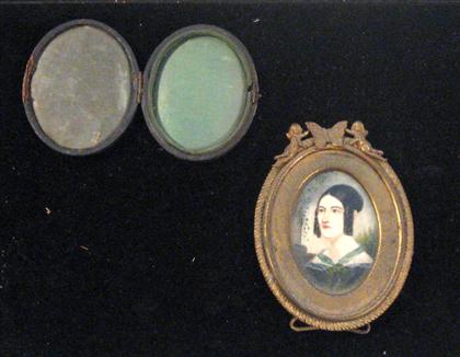 Appraisal: American School th century miniature portrait of a young lady