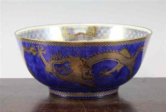 Appraisal: A Wedgwood lustre 'dragon' bowl the exterior decorated with gilt