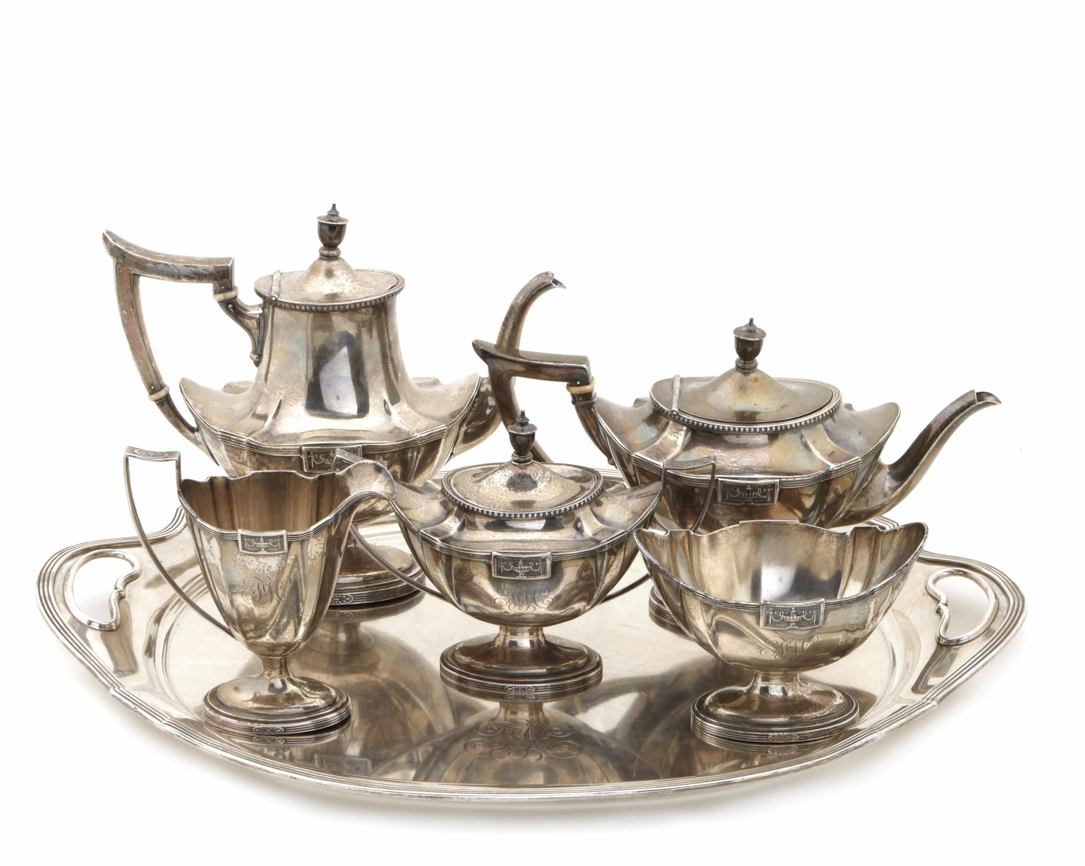 Appraisal: A sterling five piece tea and coffee set with matching