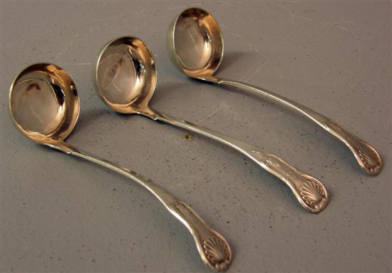 Appraisal: Three early Victorian Scottish silver Queen's pattern toddy ladles maker's