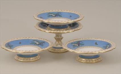 Appraisal: Four Paris Porcelain Gilt and Polychrome Decorated Sweetmeat Stands to