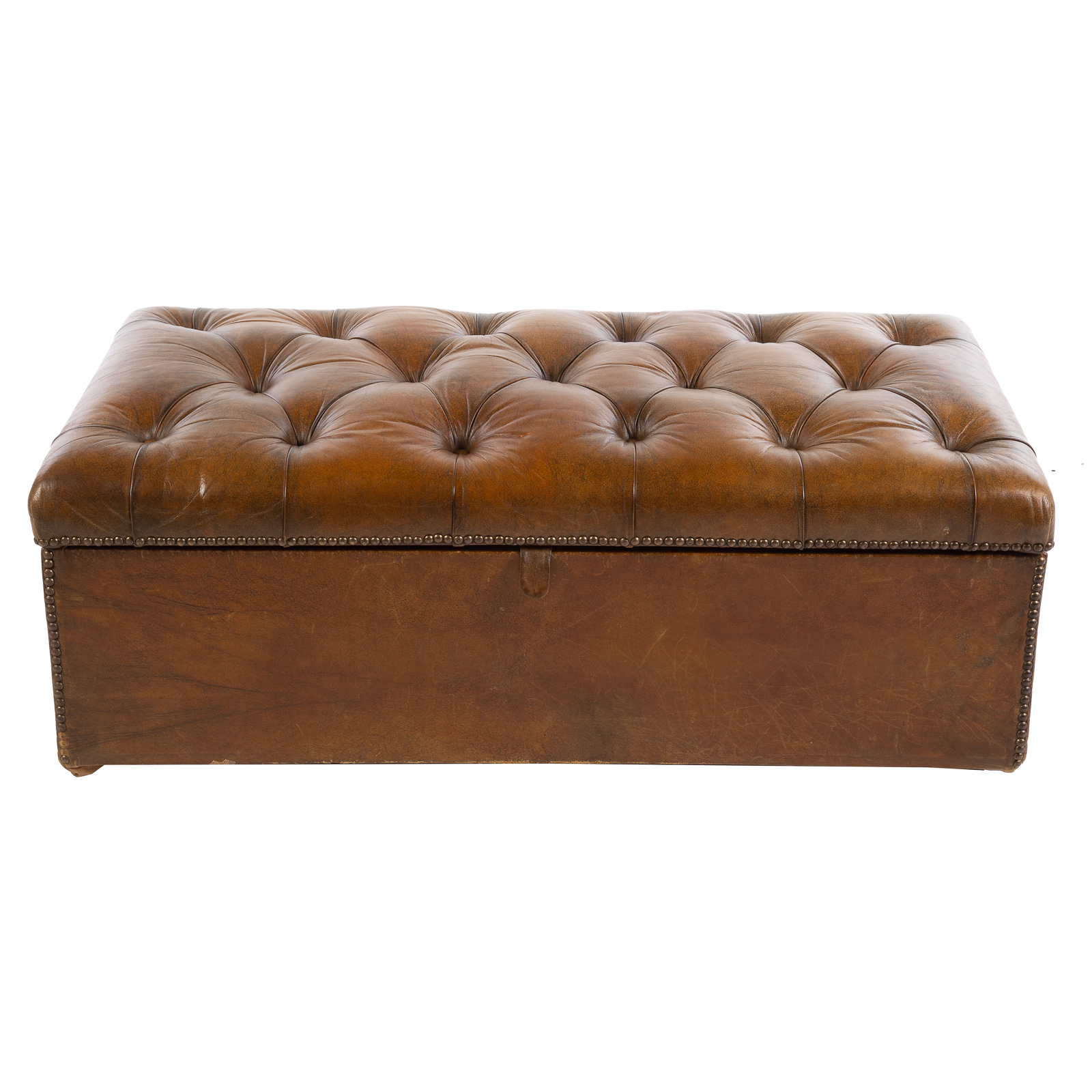 Appraisal: CONTEMPORARY LEATHER TUFTED STORAGE TRUNK th century with tufted leather