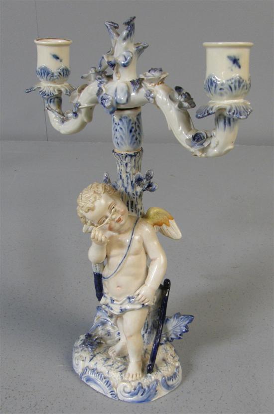 Appraisal: Early twentieth century dresden porcelain two branch candelabra with a