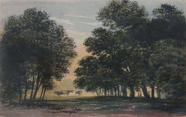 Appraisal: JOHN GLOVER - - Cows in Hyde Park watercolour x