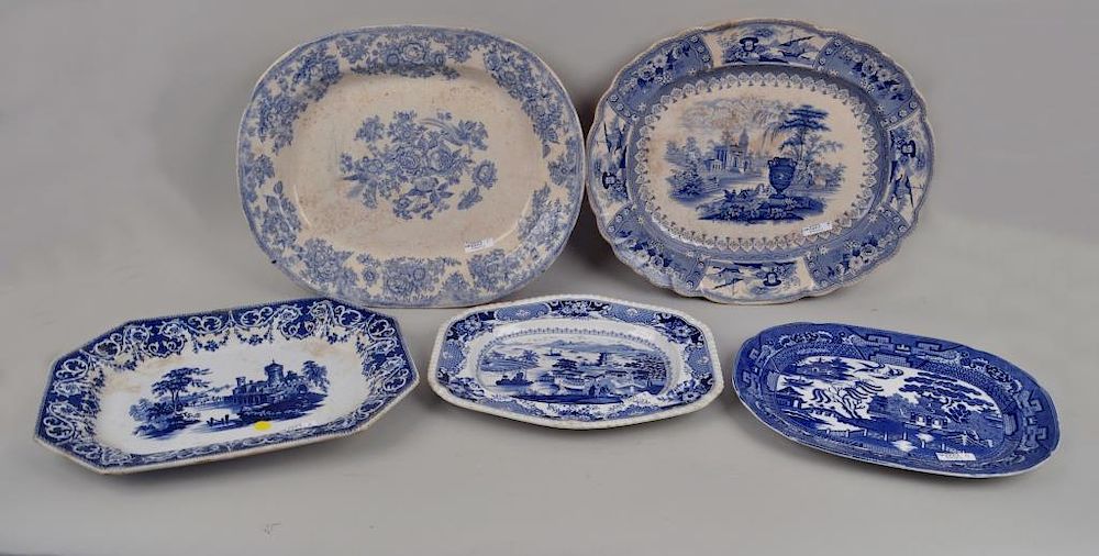 Appraisal: Group Five English B W Porcelain Platters comprising a Willow