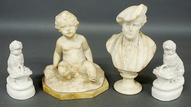 Appraisal: - Grouping of alabaster and bisque figures- seated child h