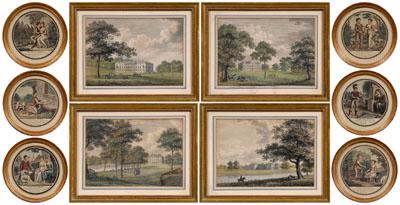 Appraisal: Ten framed hand-colored engravings unsigned four estate views - x