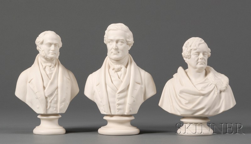 Appraisal: Three Copeland Parian Busts of Politicians England th century each