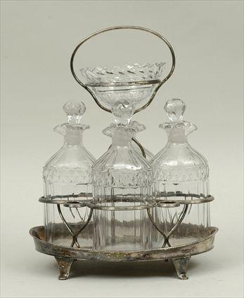 Appraisal: Victorian Silverplate Cruet Frame with Cut Glass Bottles x in