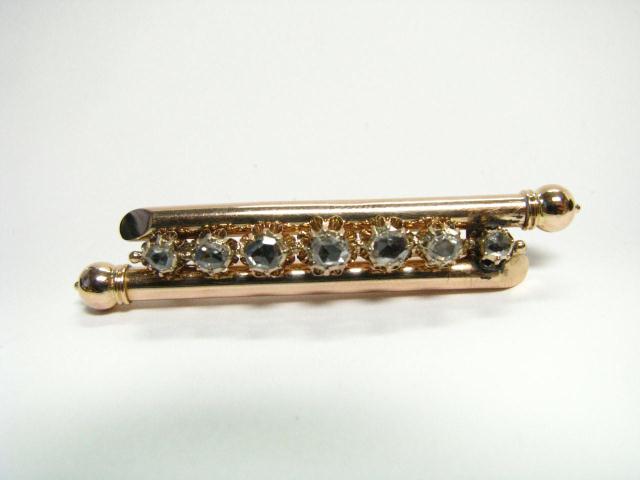 Appraisal: Yellow gold Victorian bar pin with rose cut diamond