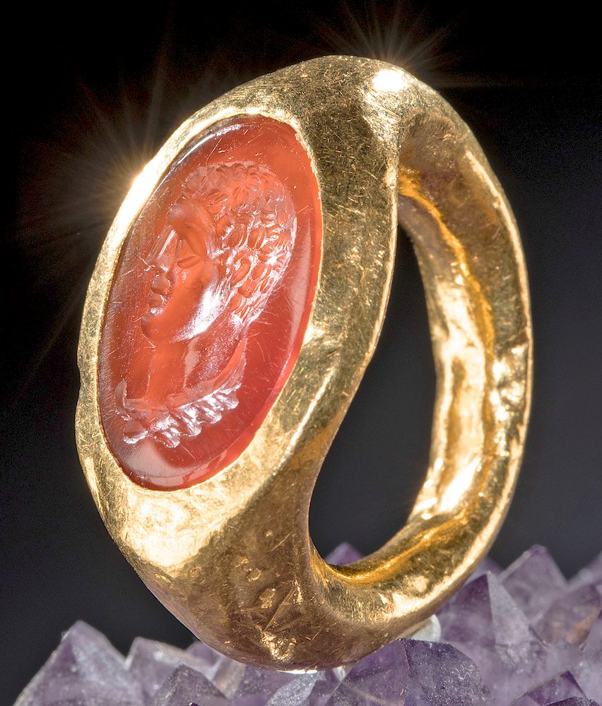 Appraisal: Roman K Gold Ring w Carnelian Intaglio First Time At