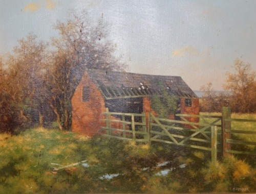 Appraisal: Howard Shingler b Barn ruin oil on canvas signed cm