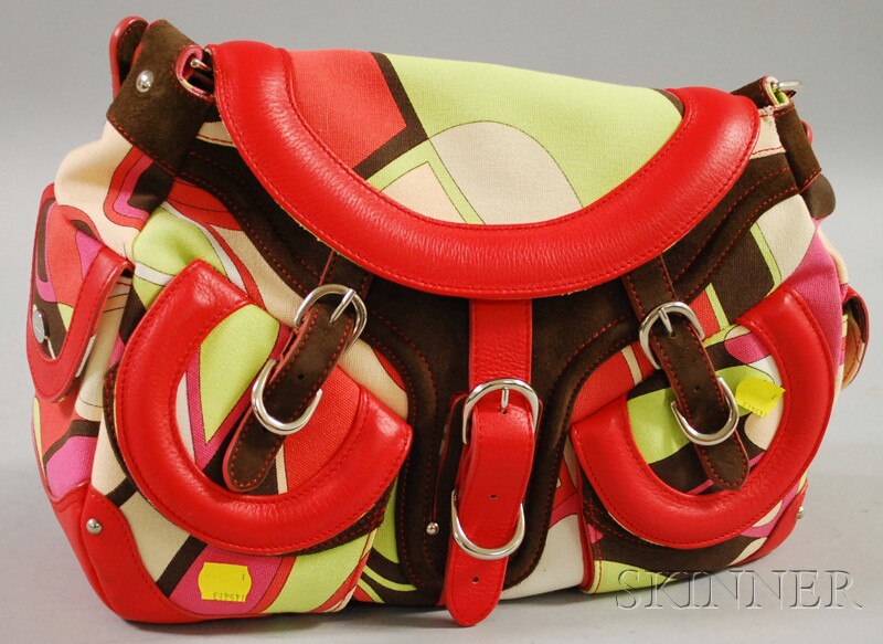 Appraisal: Emilio Pucci Canvas and Leather Handbag with suede trim and