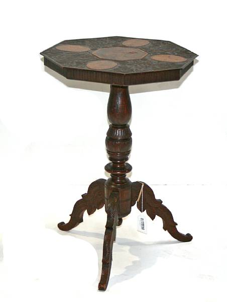 Appraisal: A Continental Neoclassical inlaid mahogany table mid th century height