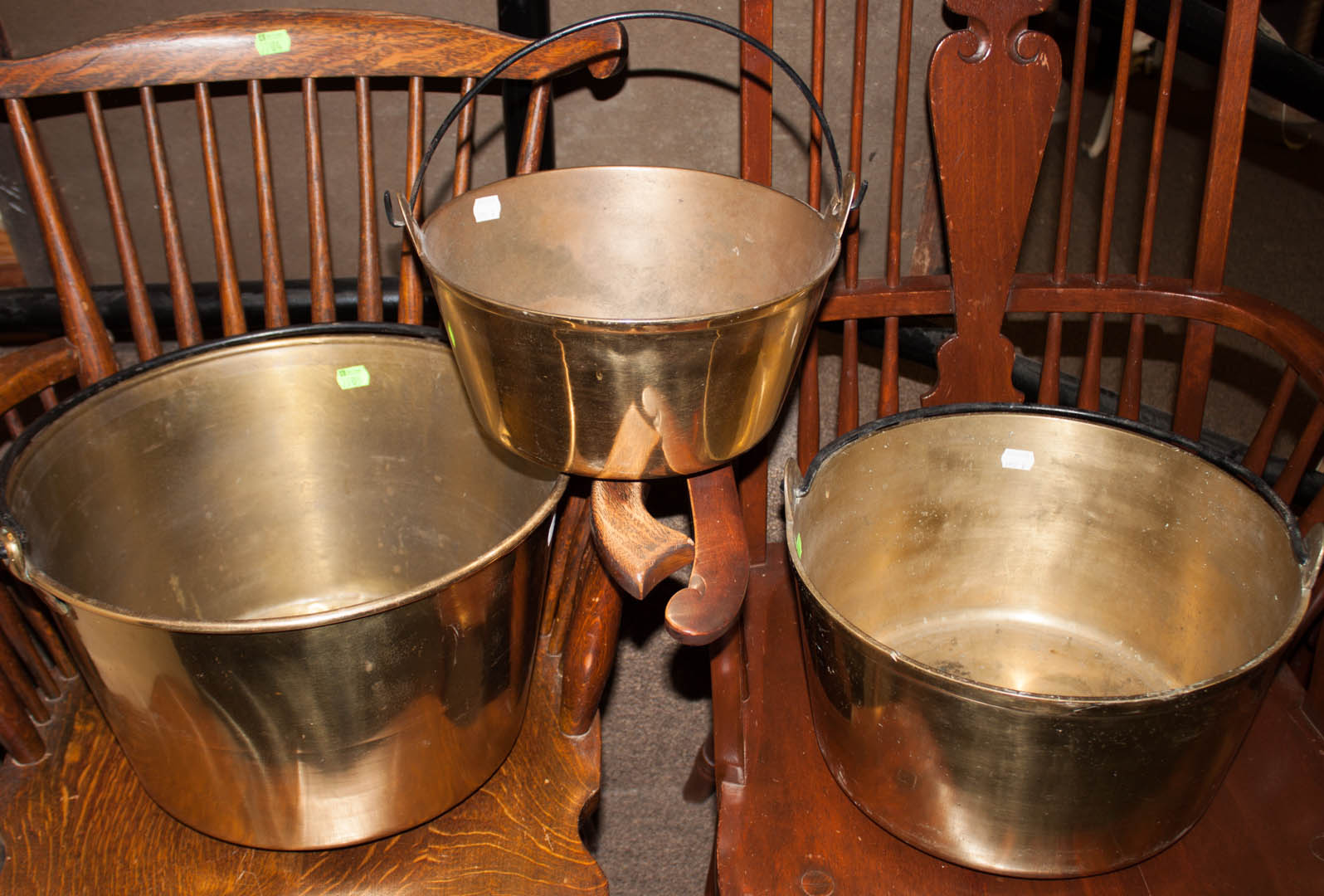 Appraisal: Three brass kettles