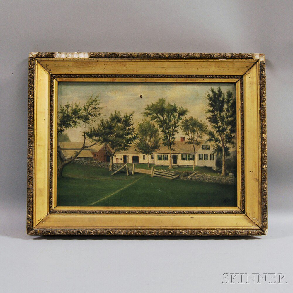 Appraisal: American School th Century Portrait of a Farmhouse Signed and