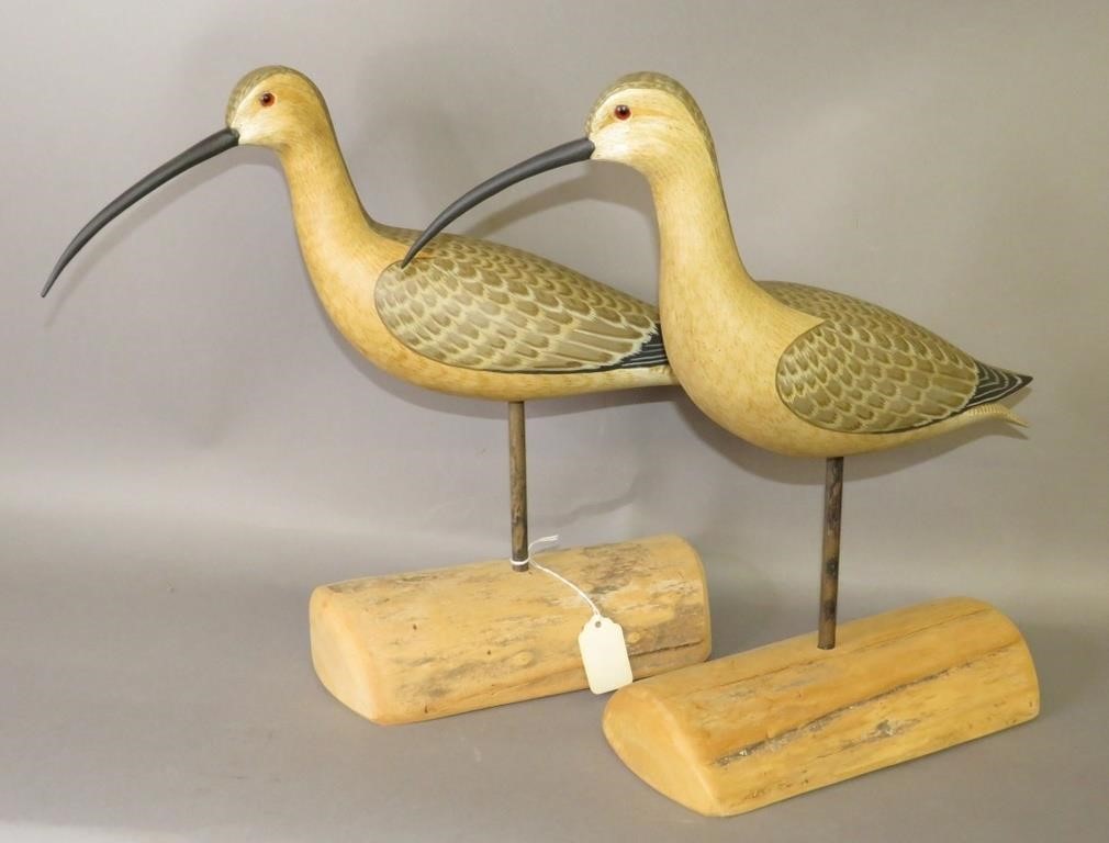 Appraisal: MATCHED PAIR OF FINE CARVED CURLEWS BY HARRY V SHca