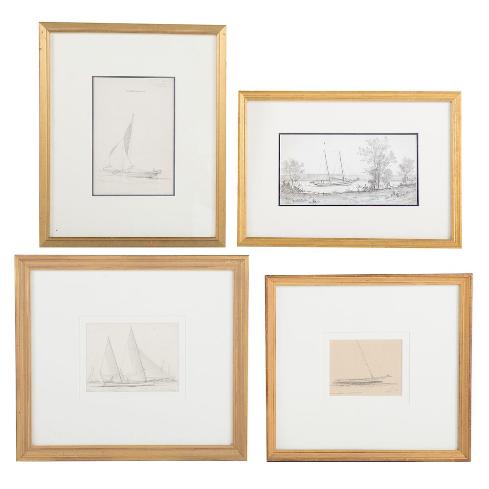 Appraisal: Louis J Feuchter Four Marine Themed Drawings American - Breezy