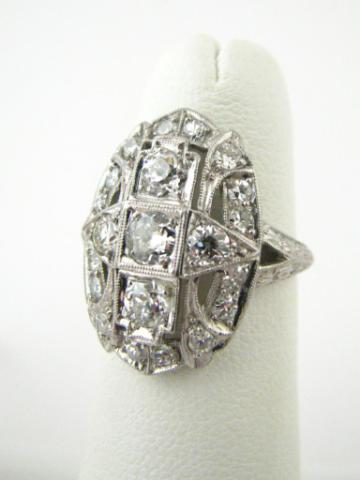 Appraisal: Lady's antique platinum filigree ring approximately ct tdw size