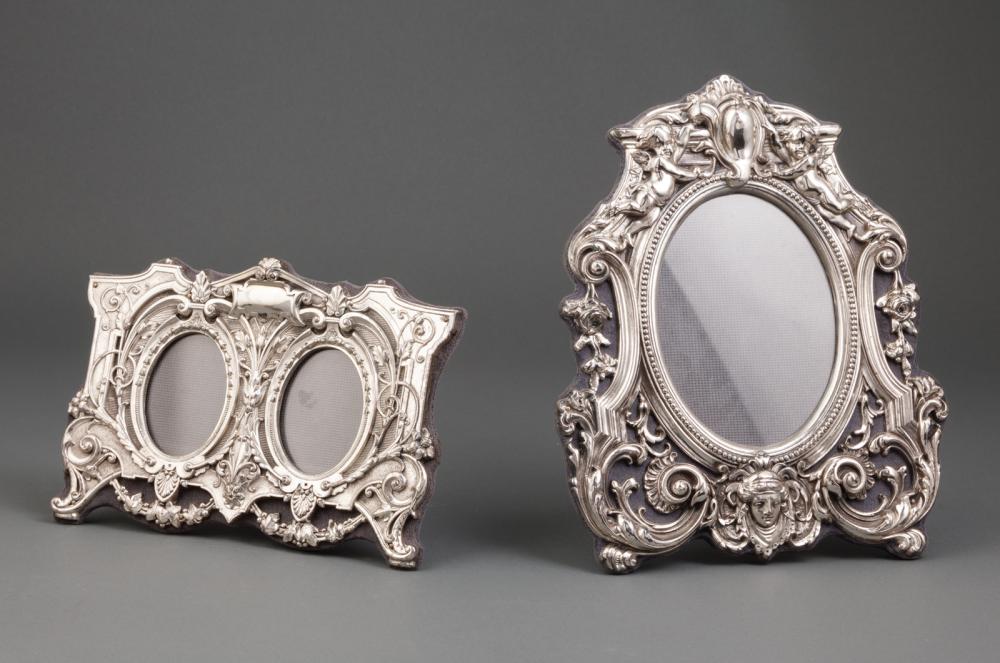 Appraisal: Two Italian Sterling Silver-Mounted Picture Frames Raddi Renato Florence velvet