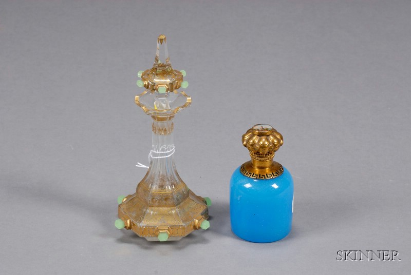 Appraisal: Two Victorian Glass Scent Bottles late th century a blue