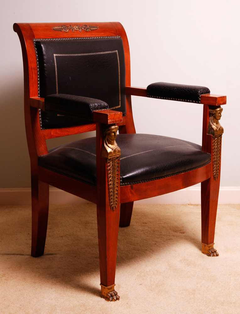 Appraisal: - French Napoleon Style Armchair French Napoleon style arm chair