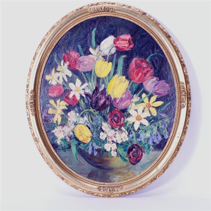 Appraisal: Elmira Kempton Indiana - floral still lifeoval format oil on