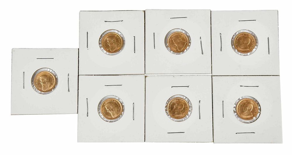 Appraisal: Seven Fractional Gold Krugerrands one tenth ounce each all dated