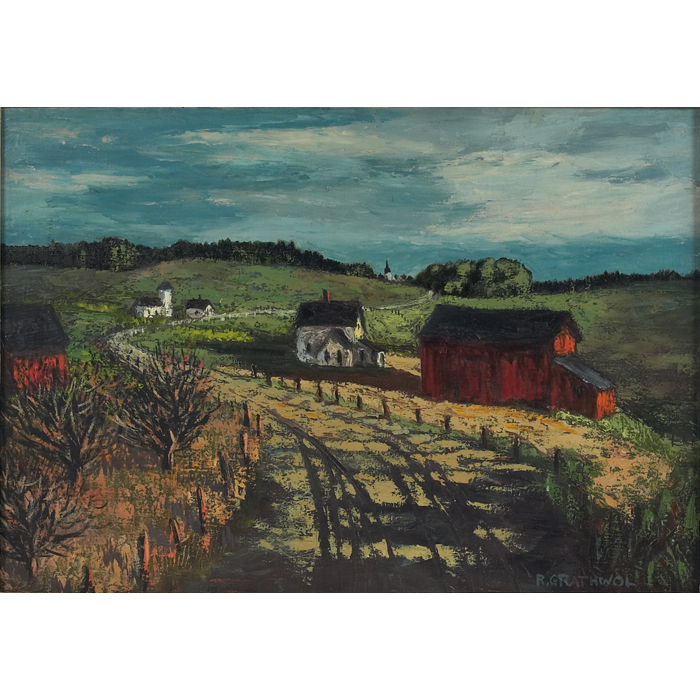 Appraisal: Ray Anthony Grathwol American - ''Ohio Farm '' c oil