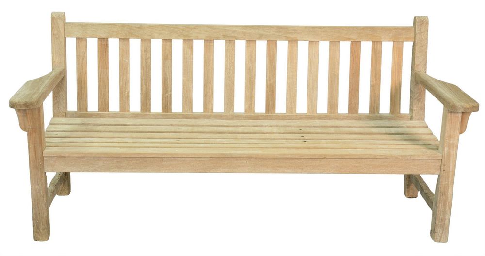 Appraisal: Teak Outdoor Bench height inches length inches Teak Outdoor Bench