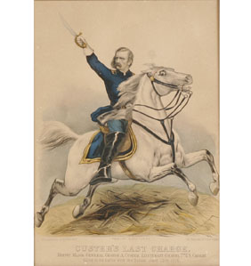 Appraisal: Currier Ives print Custer's Last Charge stylized depiction of Custer's