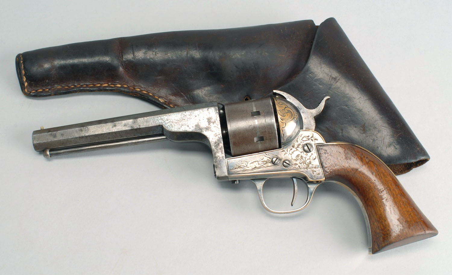 Appraisal: MOORE'S PATENT BELT REVOLVER Civil War Era cal Engraved floral