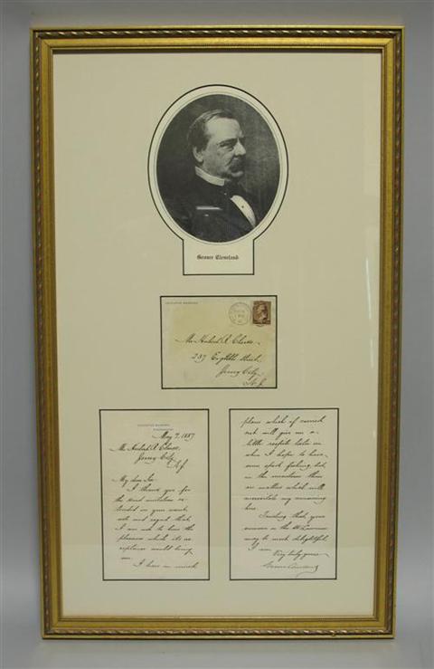 Appraisal: GROVER CLEVELAND LETTER SIGNED AS PRESIDENT Presidential letter on Executive